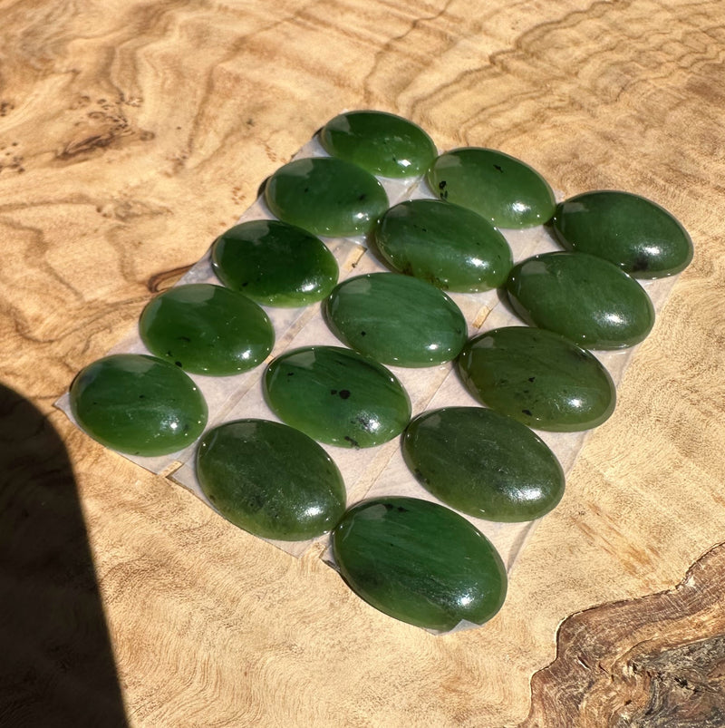 15pcs 20x15mm Nephrite Jade Cabochons - sold as a lot*