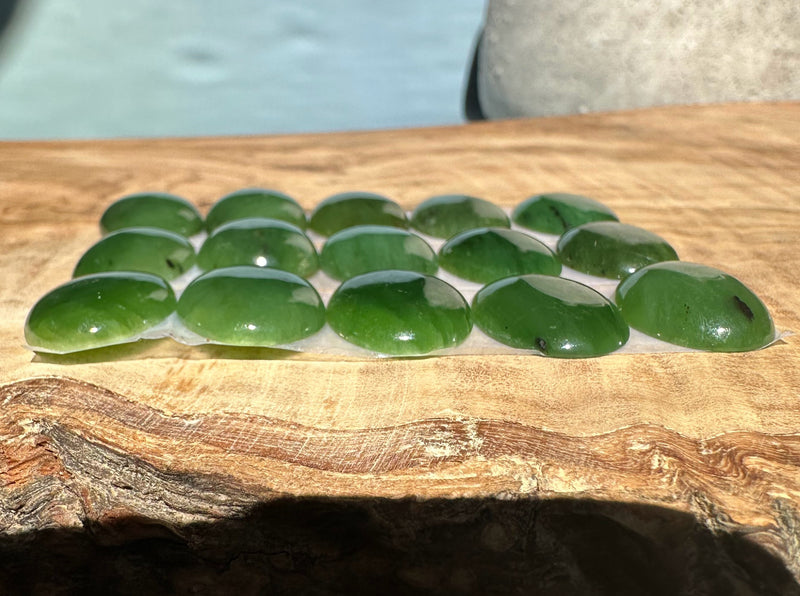 15pcs 20x15mm Nephrite Jade Cabochons - sold as a lot*