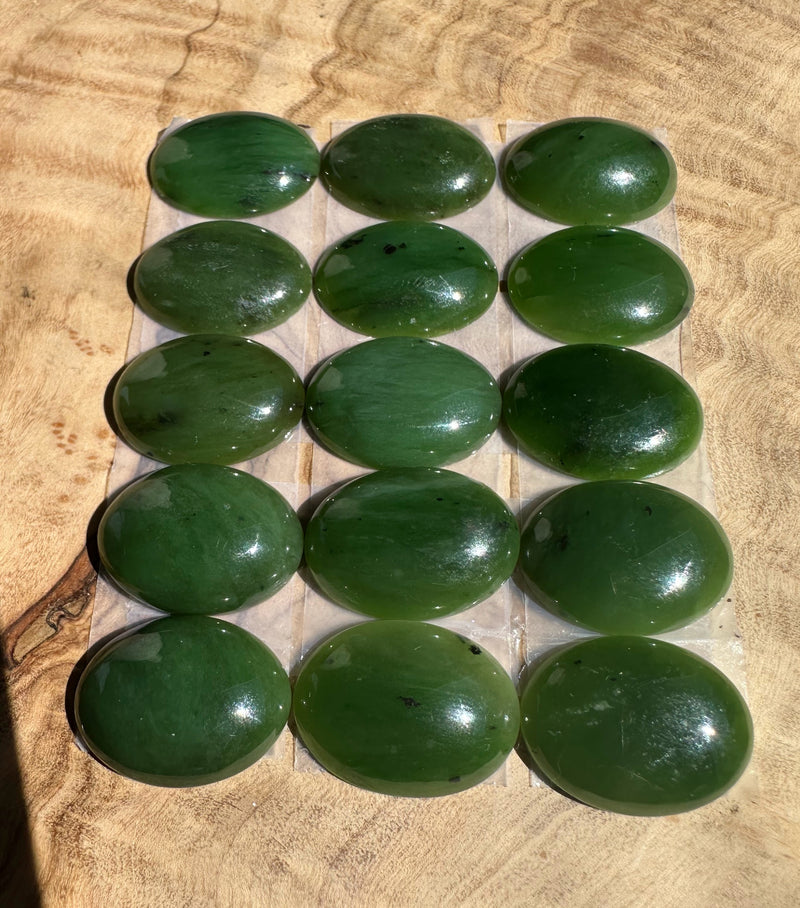 15pcs 20x15mm Nephrite Jade Cabochons - sold as a lot*