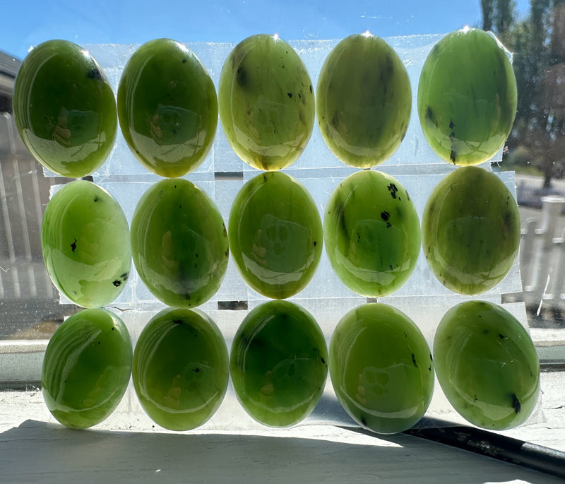 15pcs 20x15mm Nephrite Jade Cabochons - sold as a lot*