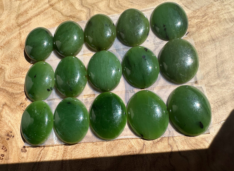 15pcs 20x15mm Nephrite Jade Cabochons - sold as a lot*