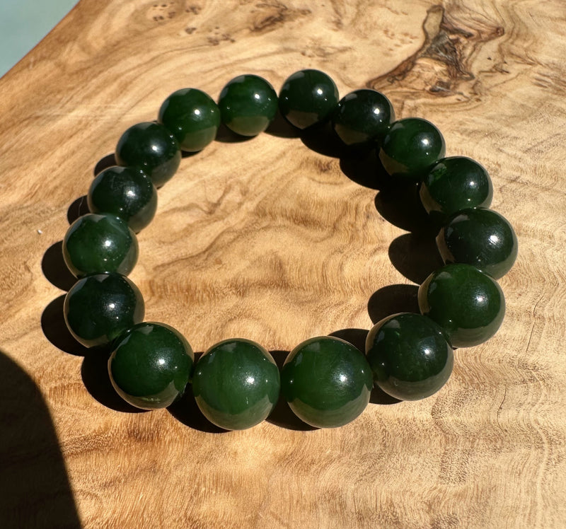 12mm Canadian Nephrite Jade Bead Bracelet*