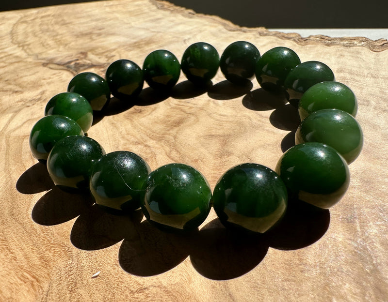 12mm Canadian Nephrite Jade Bead Bracelet*
