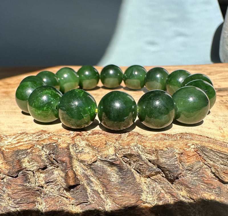 12mm Canadian Nephrite Jade Bead Bracelet*