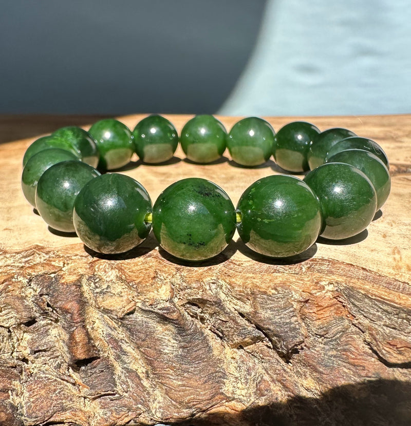 12mm Canadian Nephrite Jade Bead Bracelet*