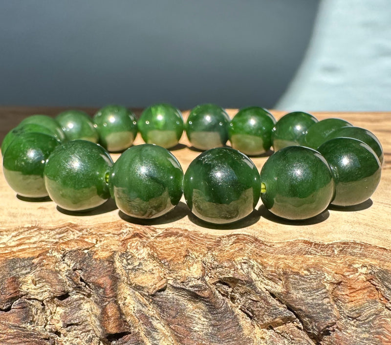 12mm Canadian Nephrite Jade Bead Bracelet*
