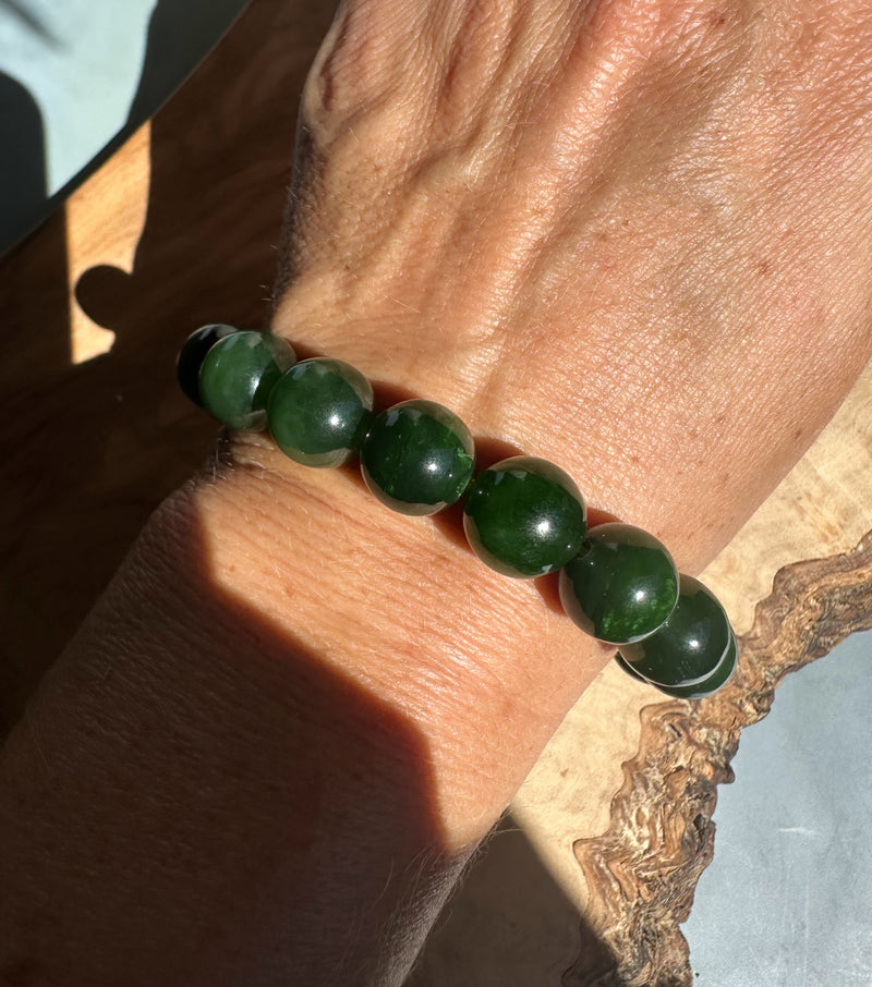 12mm Canadian Nephrite Jade Bead Bracelet*
