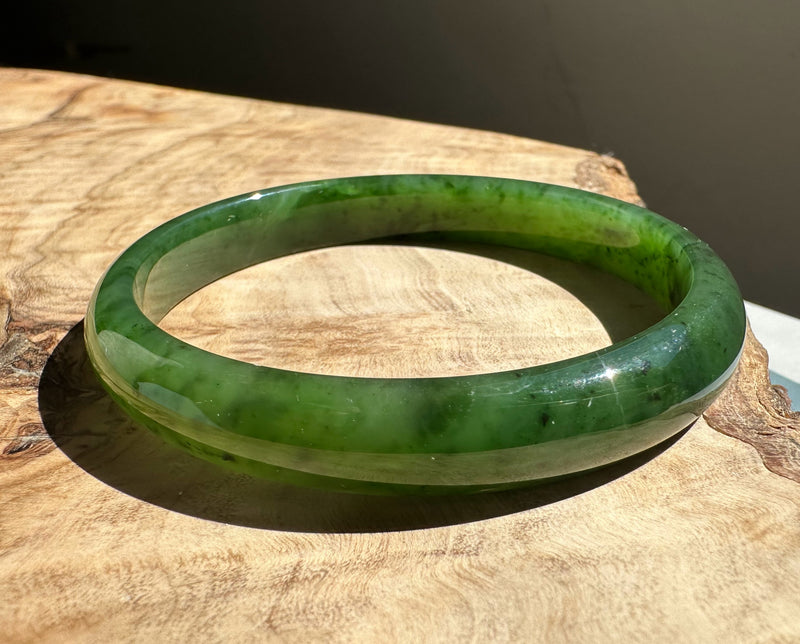 Canadian Nephrite Jade Bangle - 55.5 x 9.5mm - As Is
