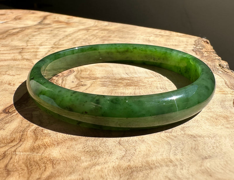 Canadian Nephrite Jade Bangle - 55.5 x 9.5mm - As Is