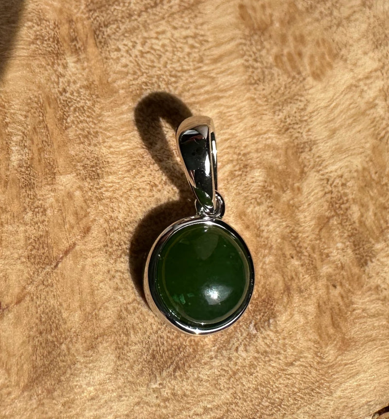 Dainty Silver and Jade Pendant - 6mm -4594