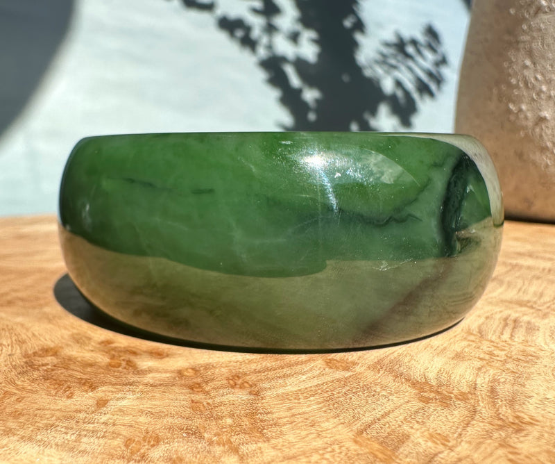 Dark Rich Green A Grade Wide Bangle, 57.5 x 27.5mm*