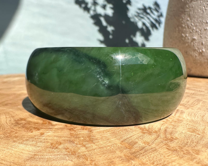 Dark Rich Green A Grade Wide Bangle, 57.5 x 27.5mm*
