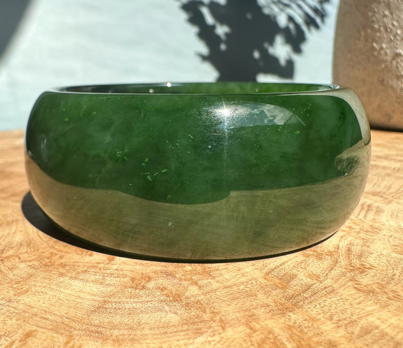Dark Rich Green A Grade Wide Bangle, 57.5 x 27.5mm*