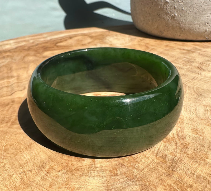 Dark Rich Green A Grade Wide Bangle, 57.5 x 27.5mm*