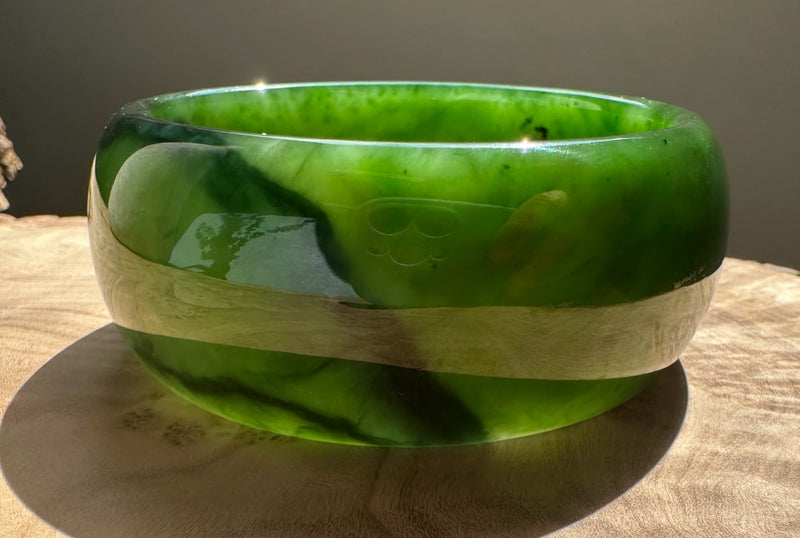 Dark Rich Green A Grade Wide Bangle, 57.5 x 27.5mm*