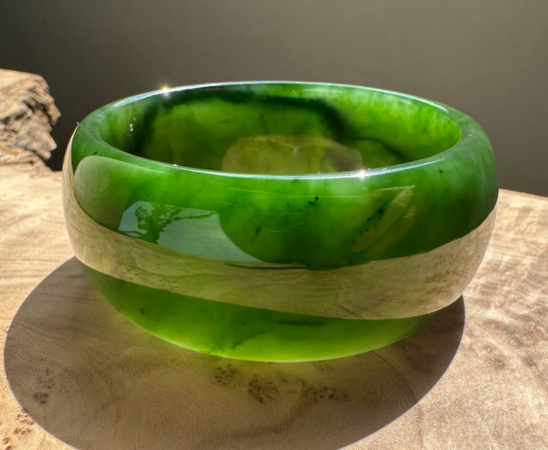 Dark Rich Green A Grade Wide Bangle, 57.5 x 27.5mm*
