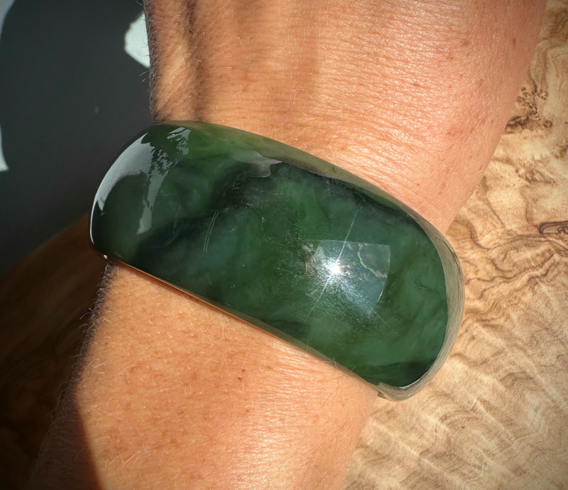 Dark Rich Green A Grade Wide Bangle, 57.5 x 27.5mm*