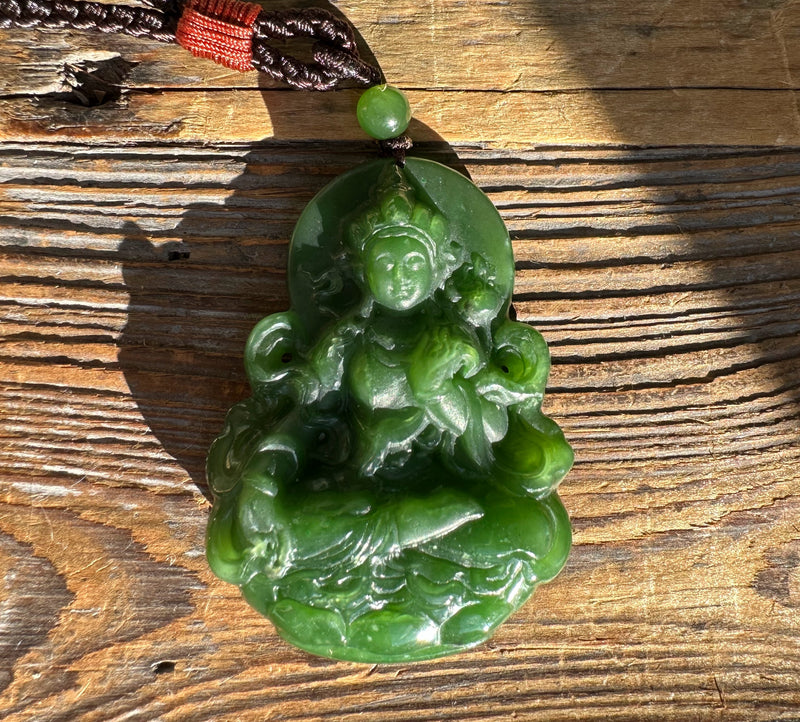 A Grade Canadian Jade Guanyin Pendant, 54mm*