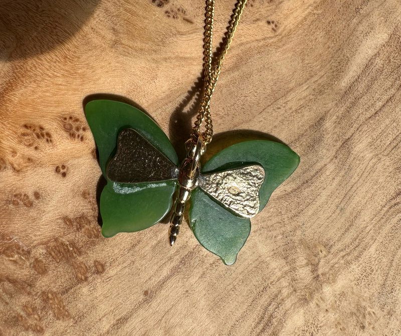 AA Grade Siberian Jade Butterfly Pendant*