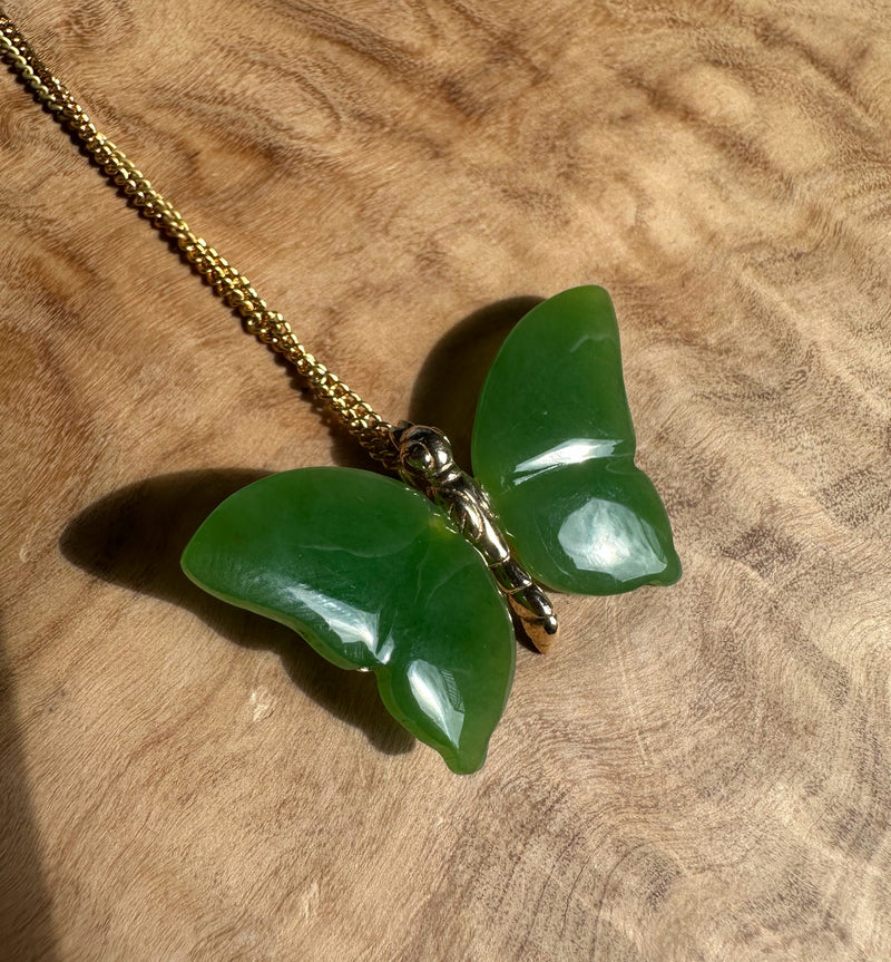 AA Grade Siberian Jade Butterfly Pendant*