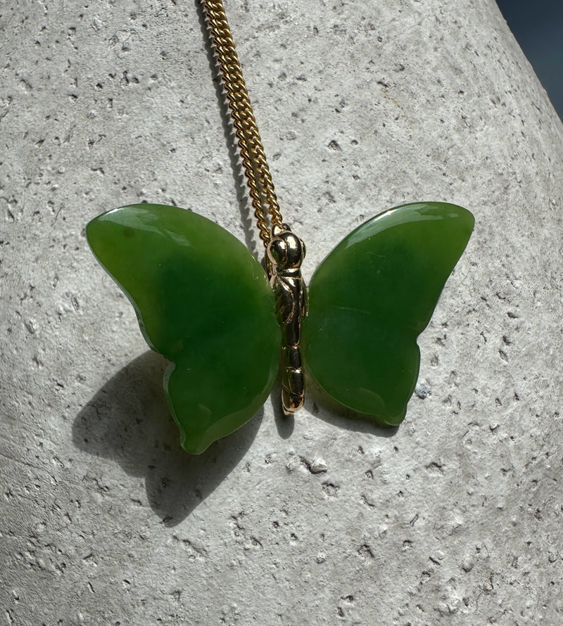 AA Grade Siberian Jade Butterfly Pendant*