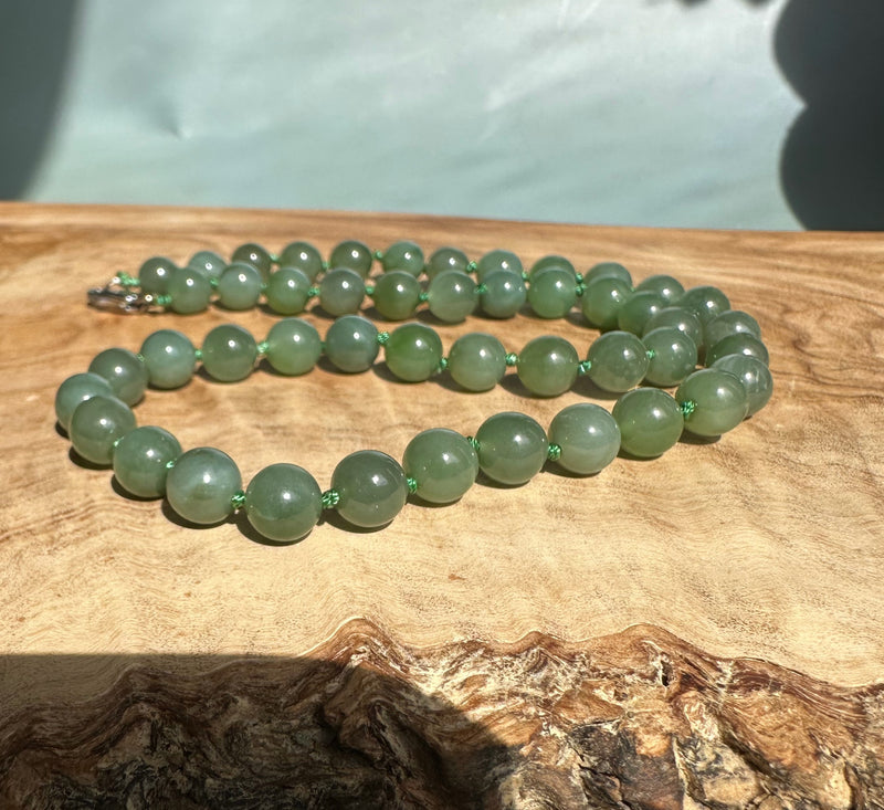8mm Light Green Canadian Jade Strung Beads, 18"*
