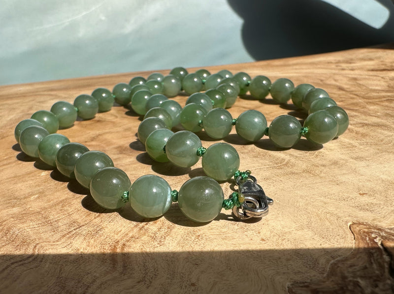 8mm Light Green Canadian Jade Strung Beads, 18"*