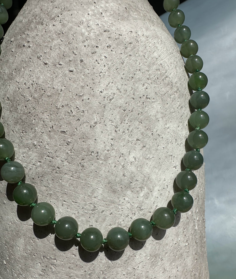8mm Light Green Canadian Jade Strung Beads, 18"*