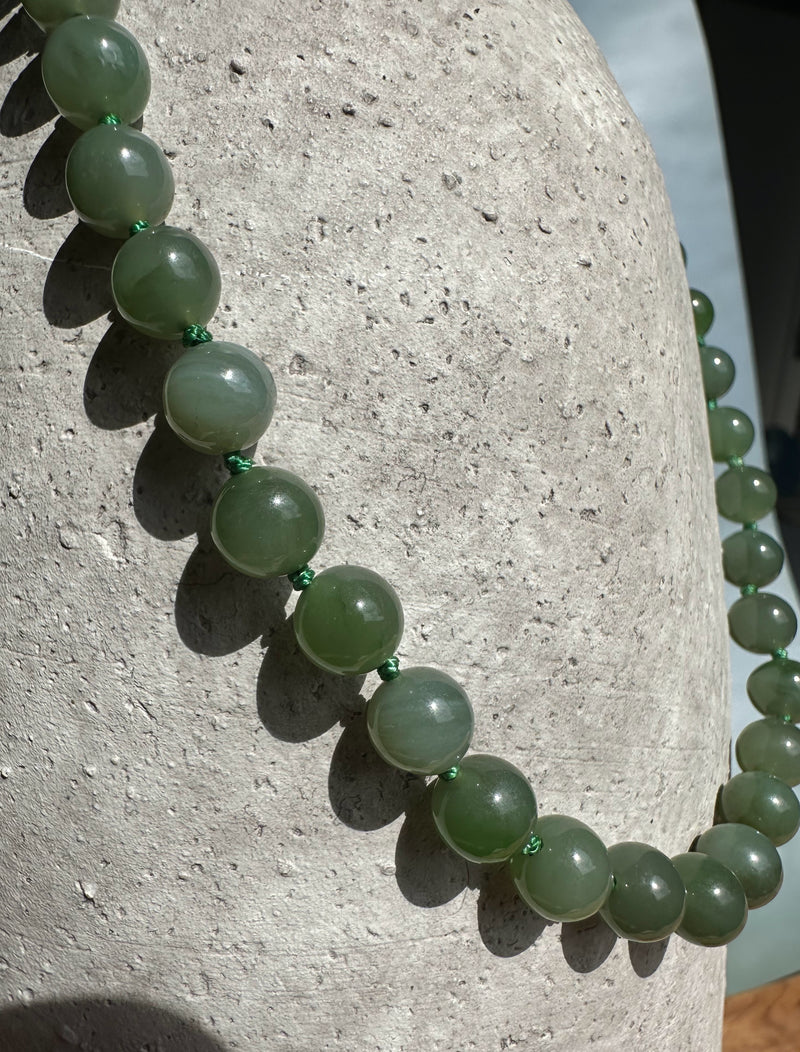 8mm Light Green Canadian Jade Strung Beads, 18"*