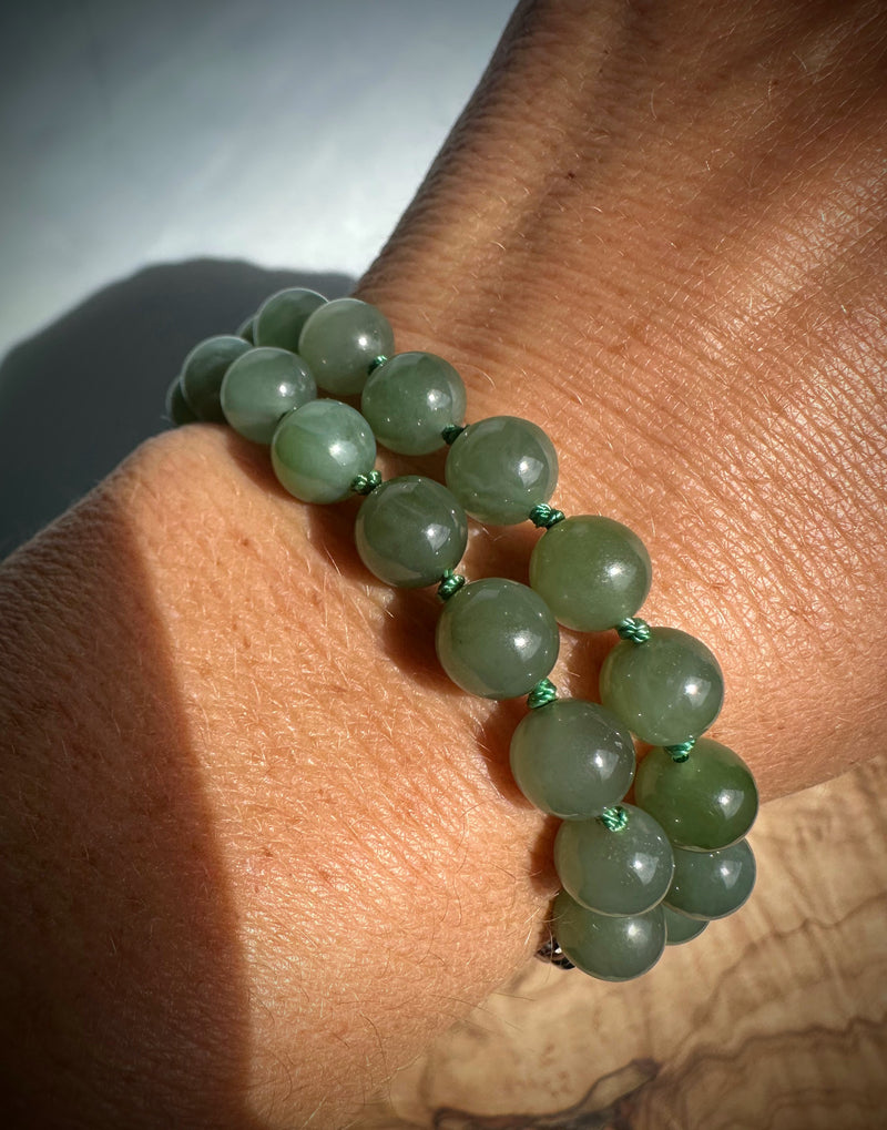 8mm Light Green Canadian Jade Strung Beads, 18"*