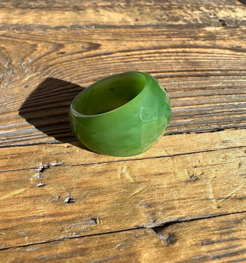 AA Siberian Jade Faceted Ring, Size 6.25