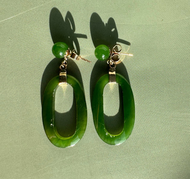 Vintage Jade Drop Earrings 