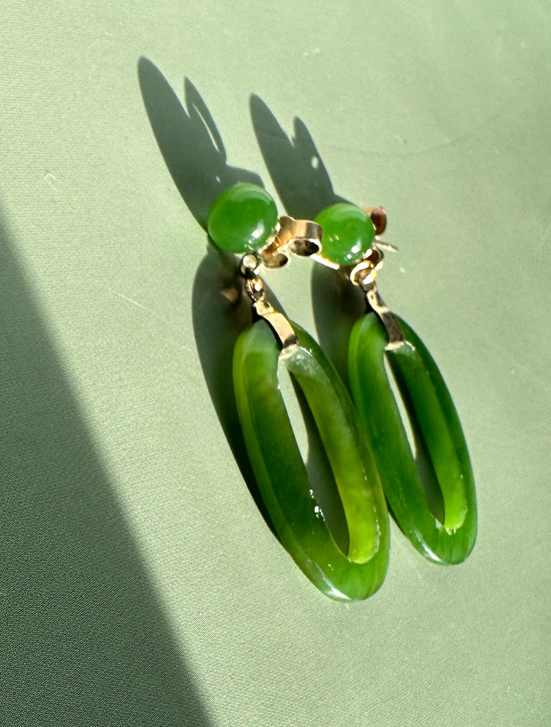 Vintage Jade Drop Earrings 