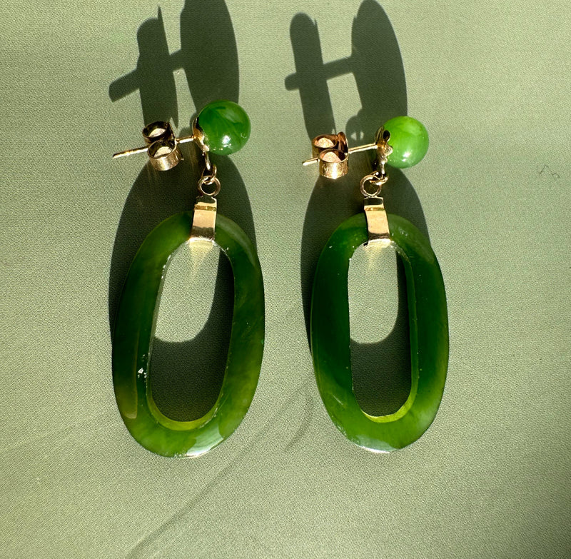 Vintage Jade Drop Earrings 