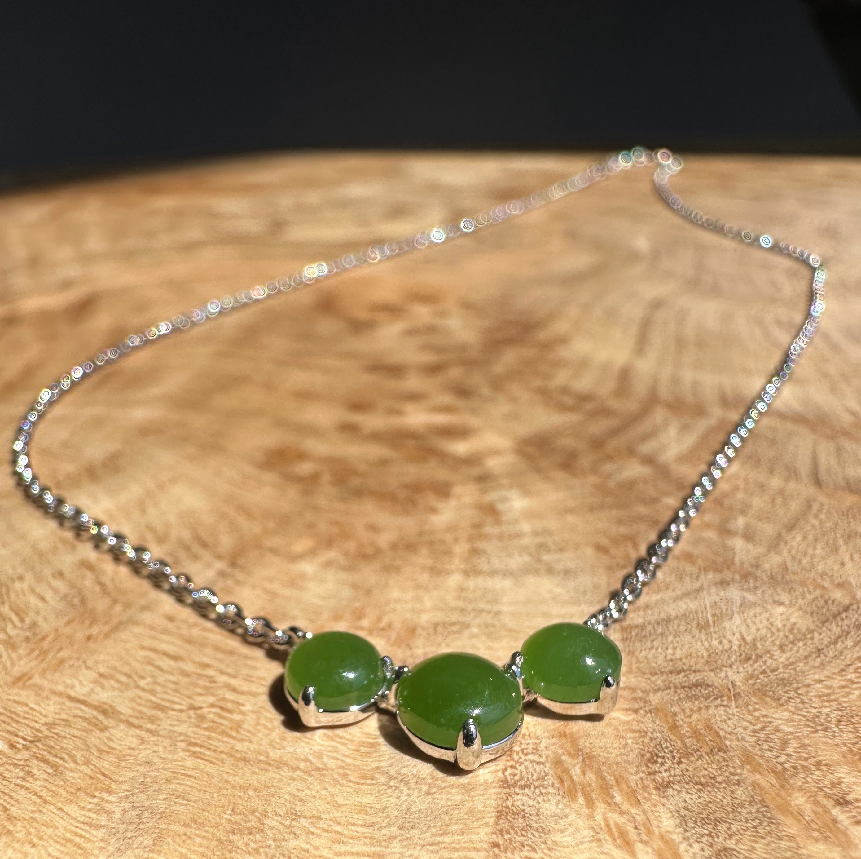 Canadian Jade and Silver 3 Piece Necklace -2481 – Jade Mine