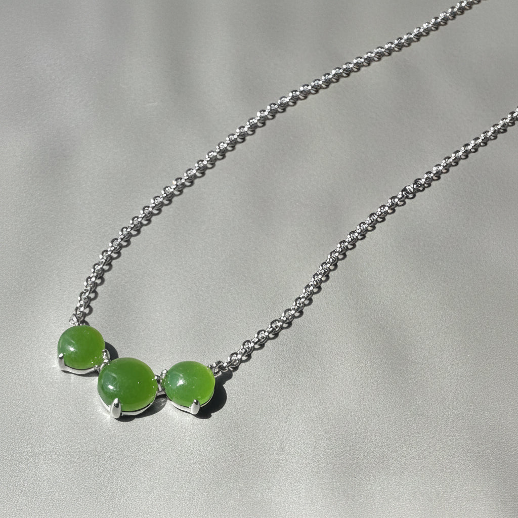 Canadian Jade and Silver 3 Piece Necklace -2481 – Jade Mine