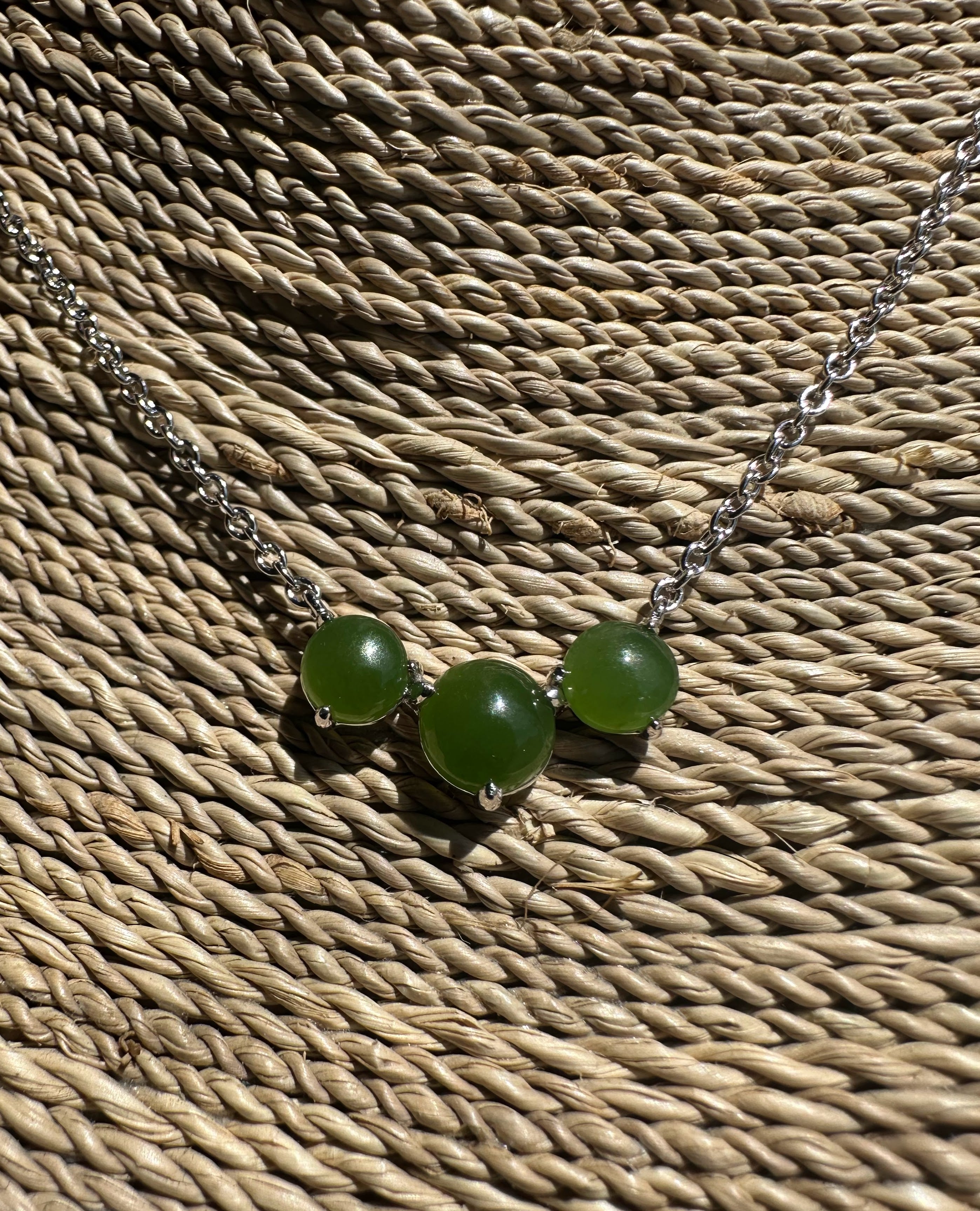 Canadian Jade and Silver 3 Piece Necklace -2481 – Jade Mine