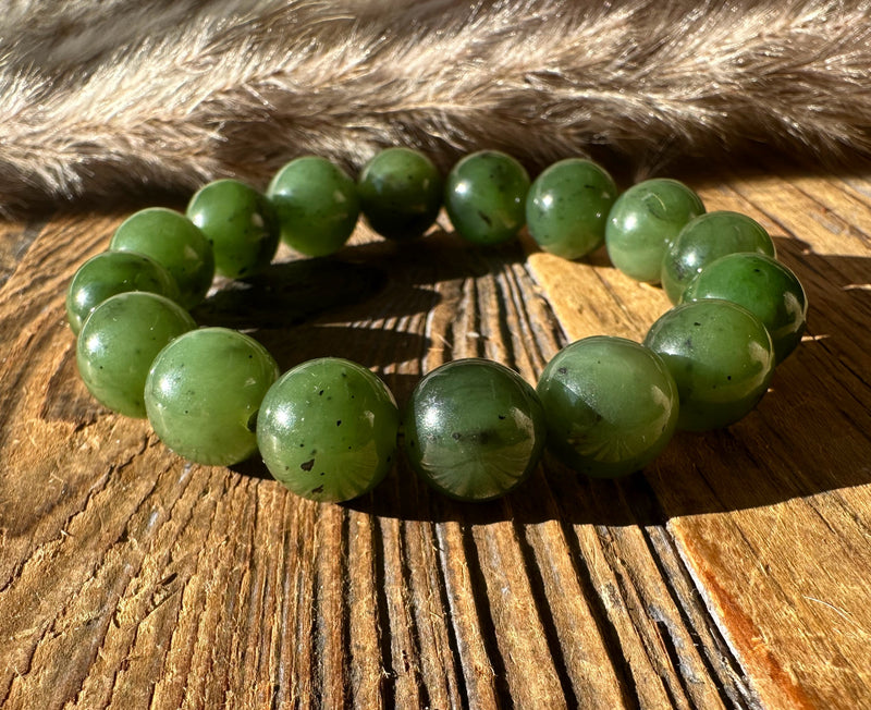 12mm Canadian Nephrite Jade Bead Bracelet*