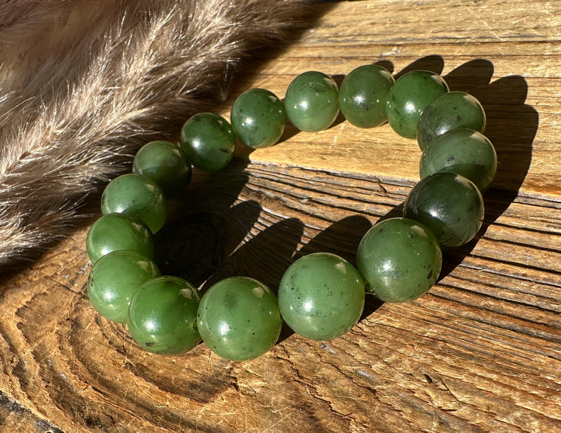 12mm Canadian Nephrite Jade Bead Bracelet*