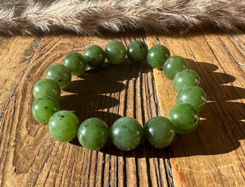 12mm Canadian Nephrite Jade Bead Bracelet*