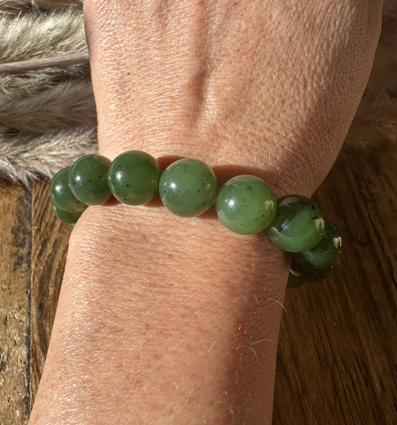 12mm Canadian Nephrite Jade Bead Bracelet*