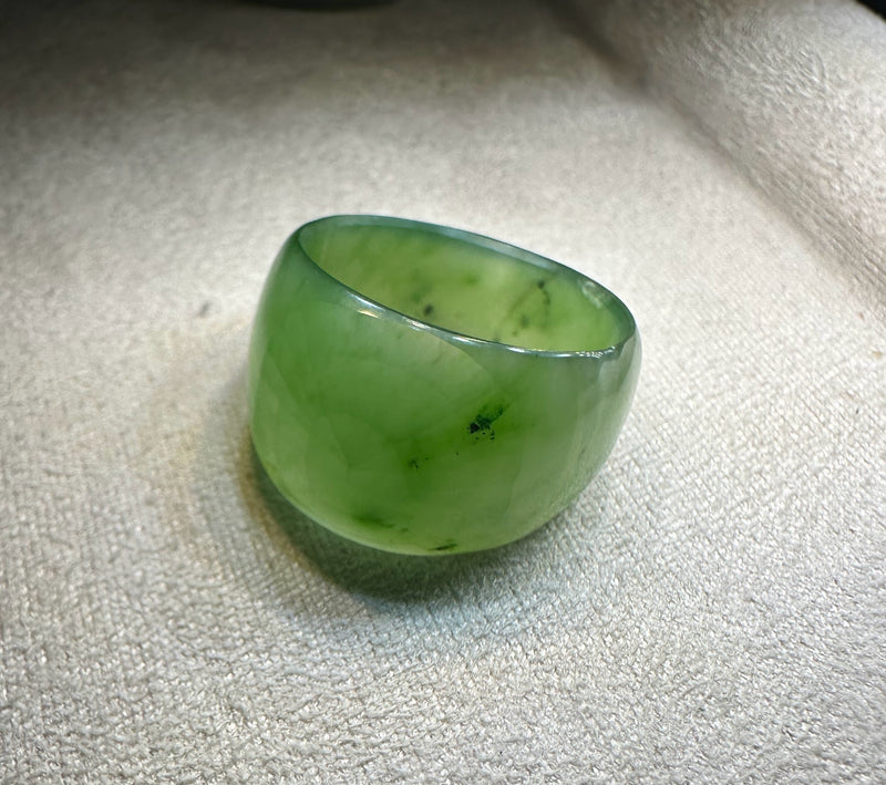 Polar Jade Wide Faceted Band Ring, Size 7 as is