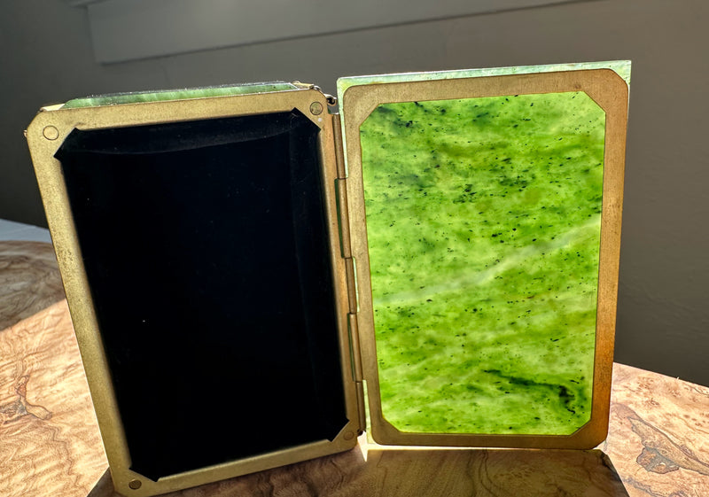 Old Siberian Jade Jewelry Box, 4"*As Is chipped