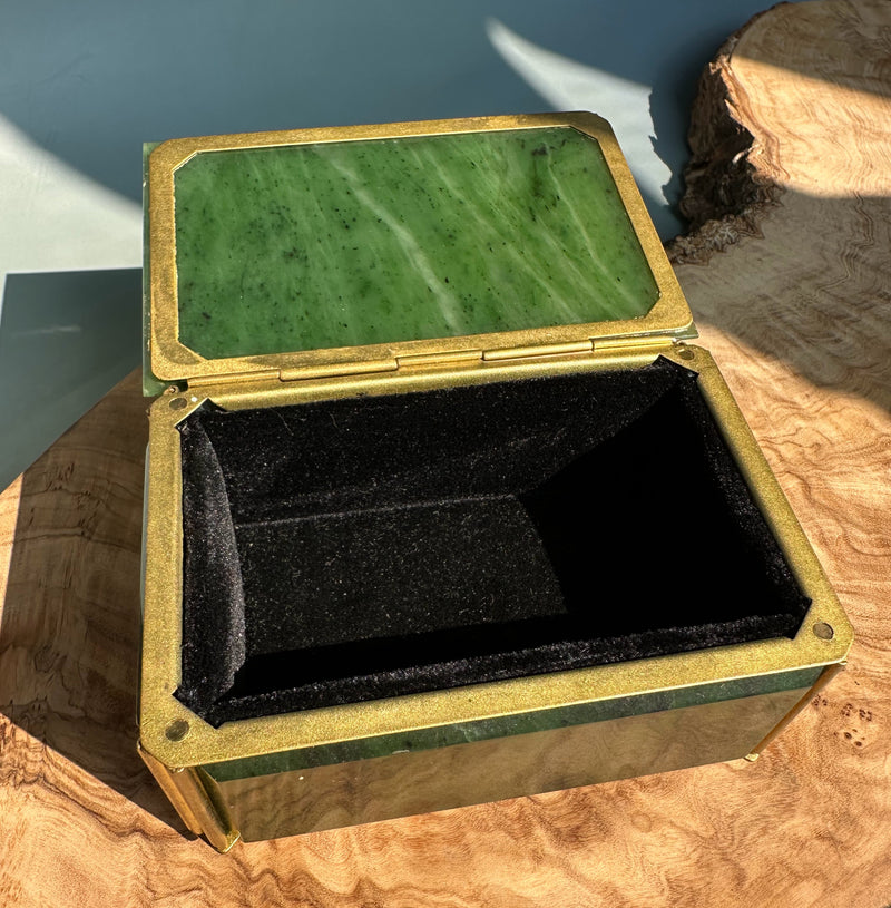 Old Siberian Jade Jewelry Box, 4"*As Is chipped
