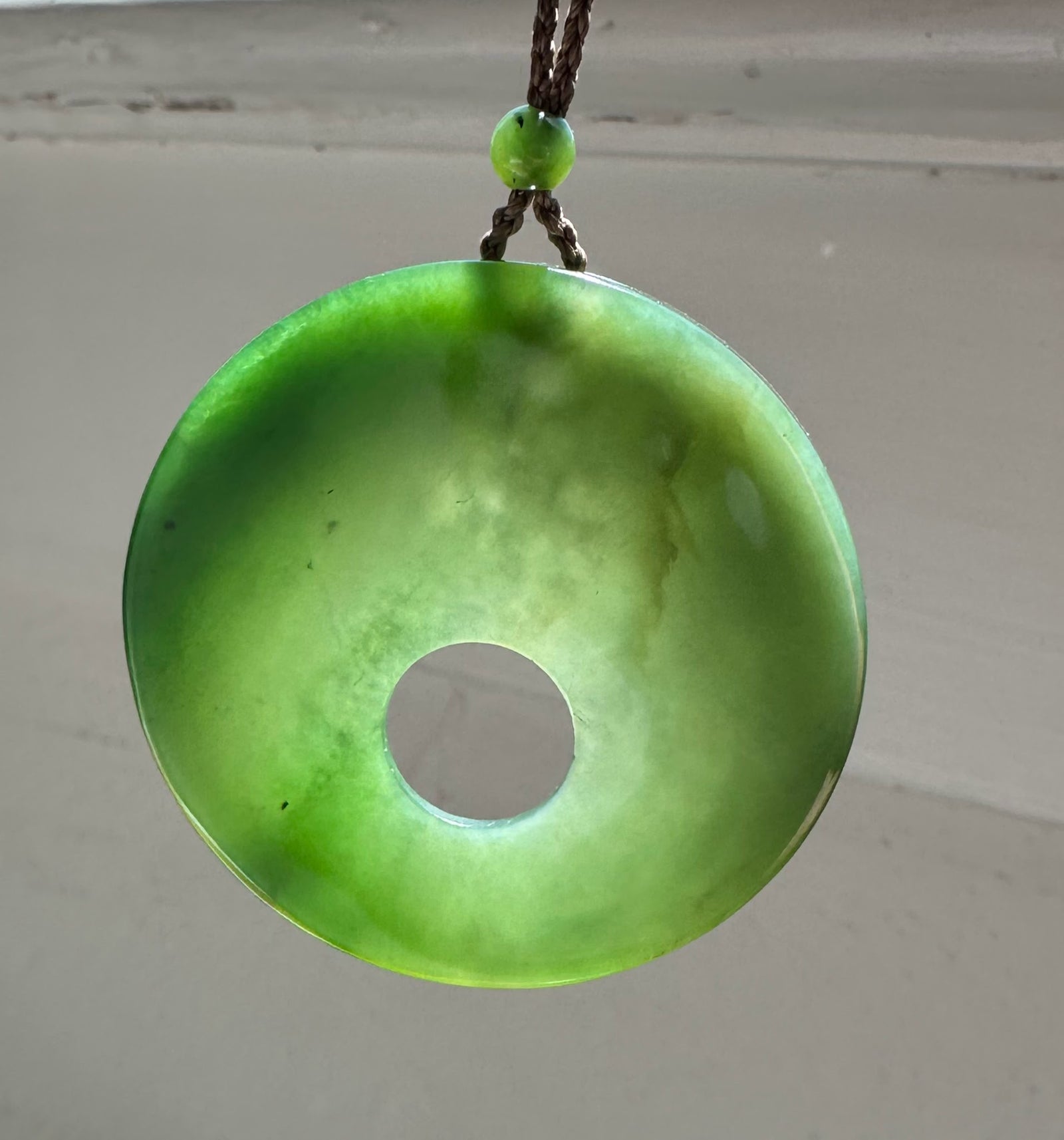 green jade against grey background