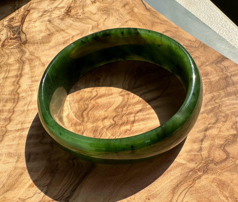 Jade Oval Bangle 68mm - Canadian Nephrite Jade*