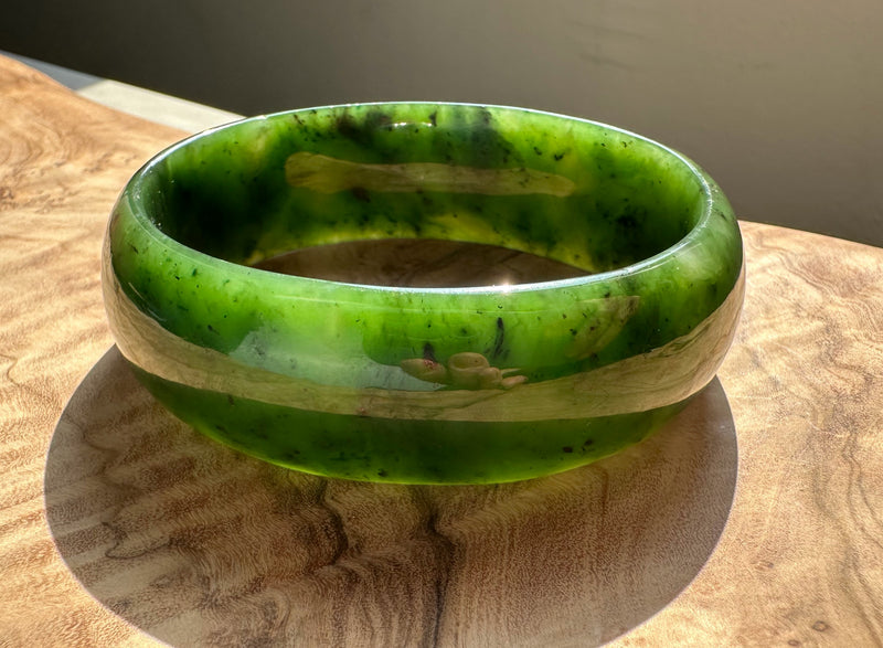 Jade Oval Bangle 68mm - Canadian Nephrite Jade*