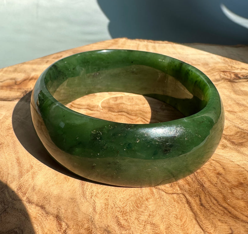 Jade Oval Bangle 68mm - Canadian Nephrite Jade*
