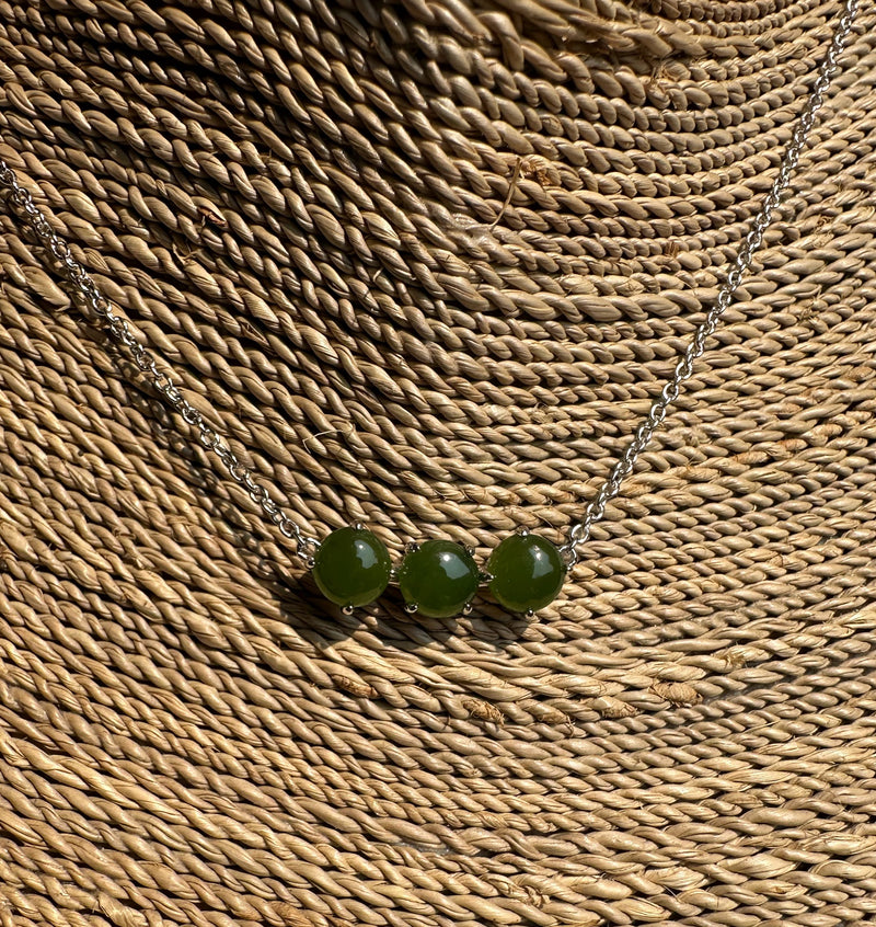 Canadian Jade and Silver 3 Piece Necklace