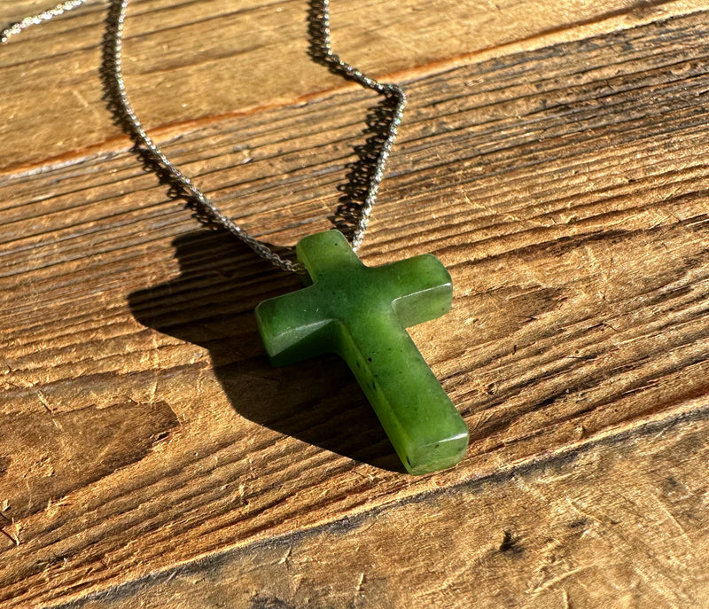 Jade Cross Pendant, 30mm